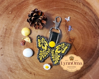 Embroidered Hibiscus Butterfly Key Fob Design (Digital File - 4x4 Hoop)