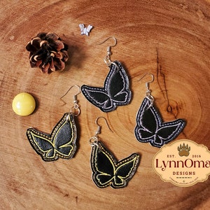 Digital File~ Embroidered Butterfly Earrings Design for Machine Embroidery. 4 in one hoop! 4x4 Hoop Friendly. LynnOma Designs
