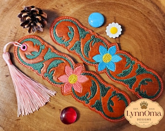 Embroidered Flower Bookmark Design: 5x7 Machine Embroidery (Digital File)