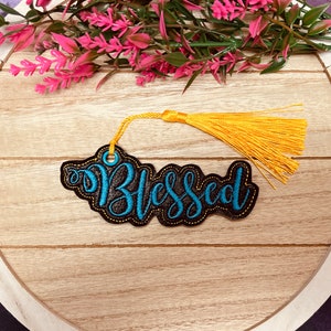 Digital File Embroidered Blessed Fob Bookmark Design for Machine Embroidery. 4x4 Hoop. LynnOma Designs image 4