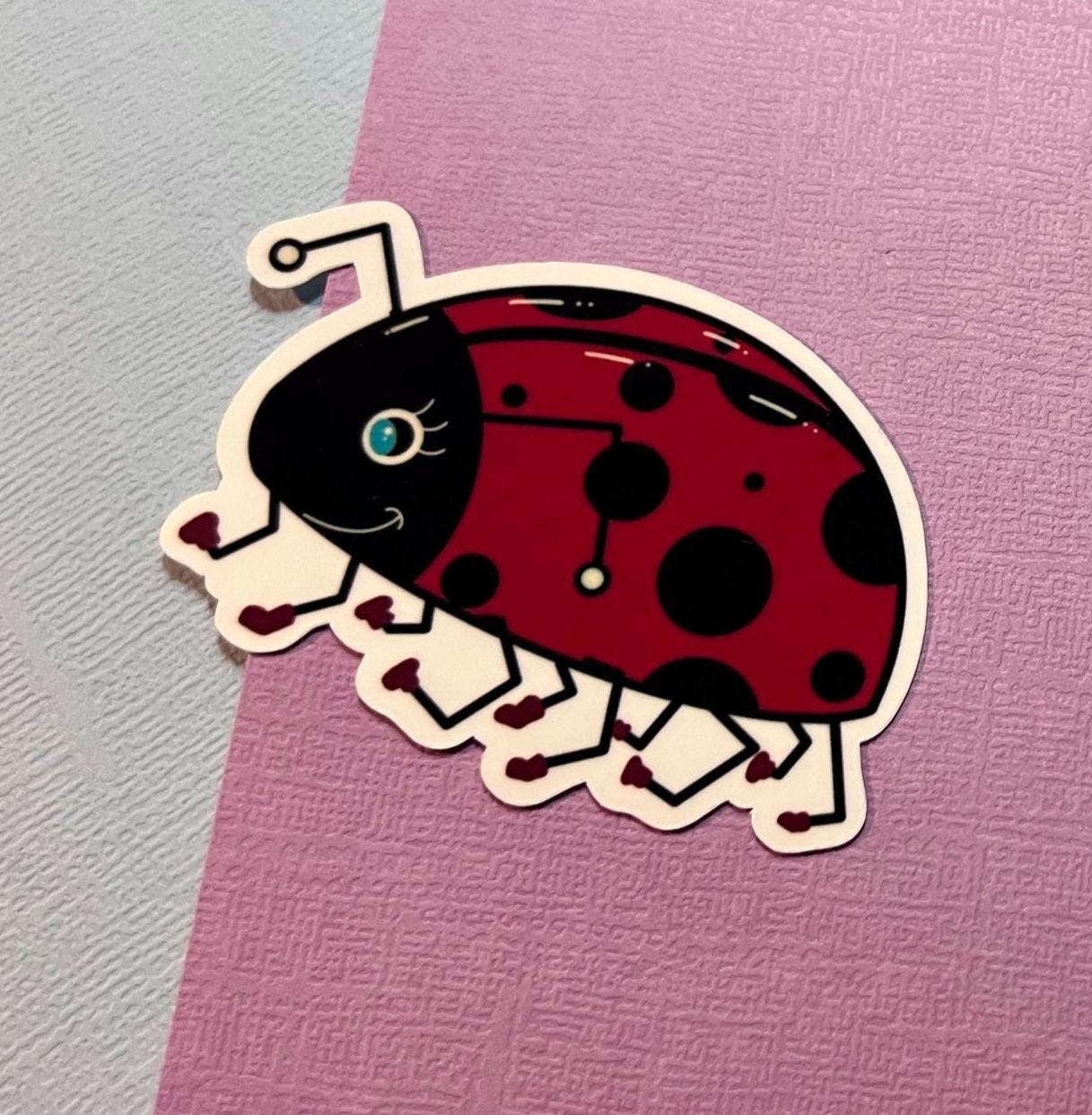 Physical Item ~ Die Cut Sticker. Adorable Ladybug Sticker Decal. LynnOma Designs