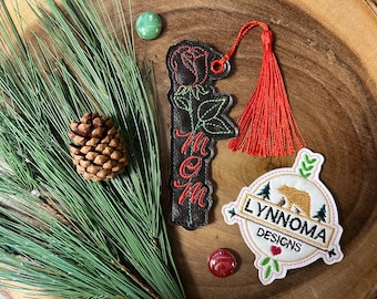 Embroidered Rose Bookmark Design for Mom and Mum (Digital Download) 4x4 Hoops