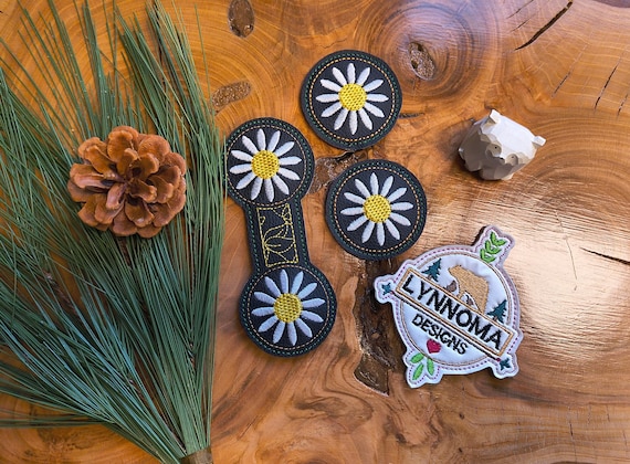 Embroidered Daisy Bookmark & Fridge Magnet Designs: 4x4 Hoop (Digital File)