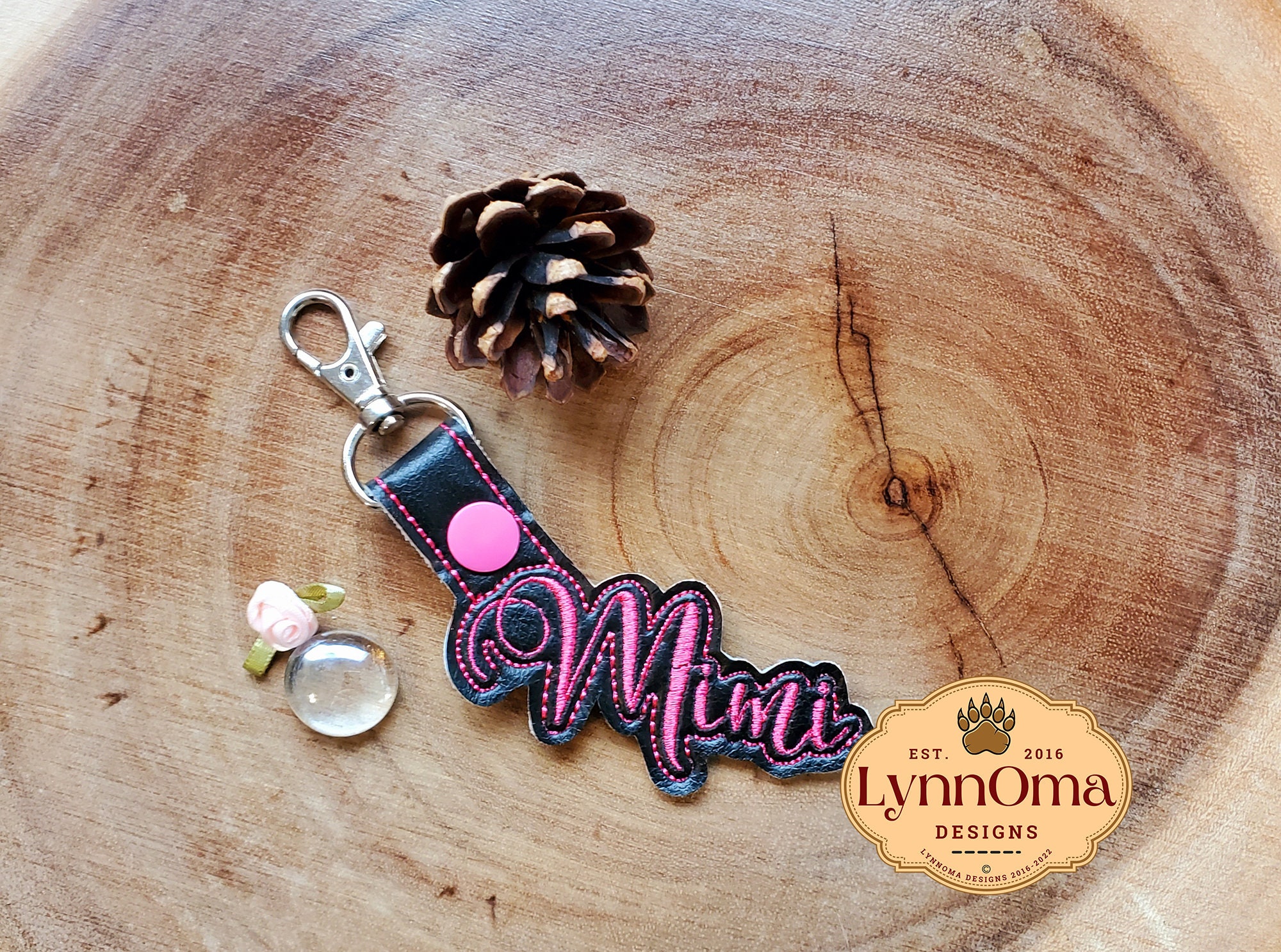 Embroidered Mimi Keychain Fob Design: 4x4 Hoop (Digital File)