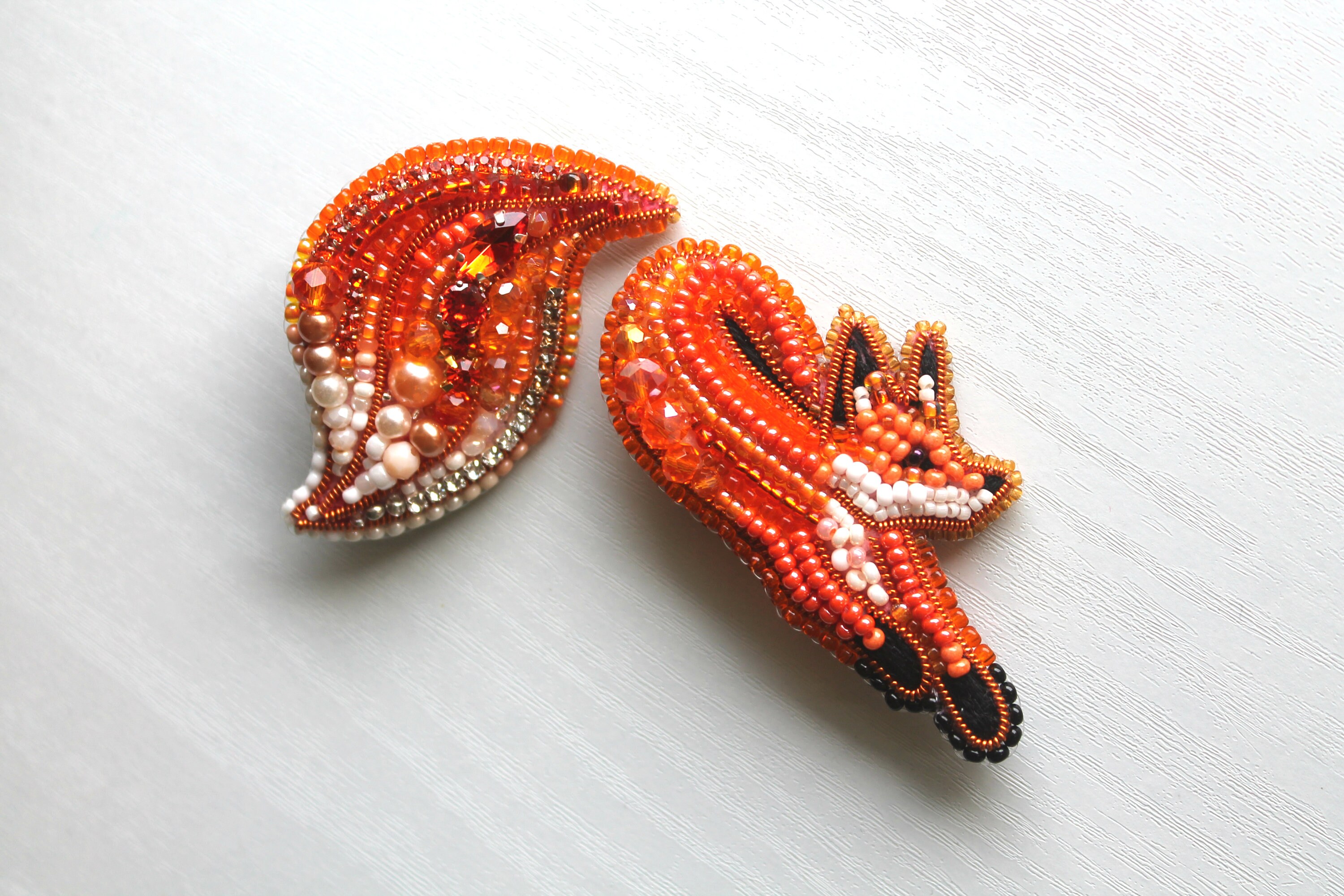 Red fox brooch crystal beaded brooch fox squirrel brooch Etsy