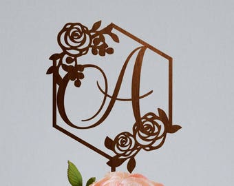 Monogram cake topper, Wedding cake topper letter A, Wooden initial cake topper, Initial A, Single Letter Cake Topper, Monogram wedding