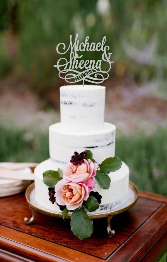 Personalise Topper With Name And Date Cake Topper With Two Etsy