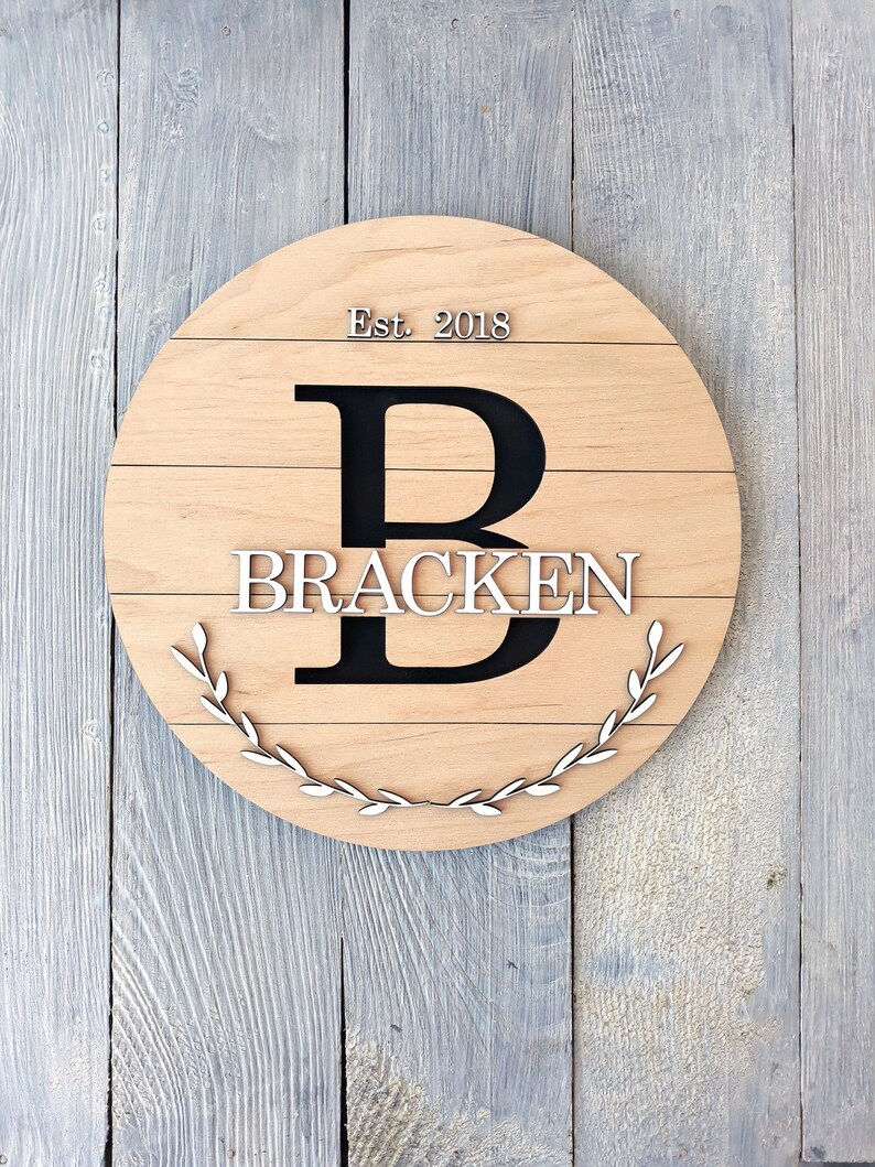 Round Last Name Sign Family Name Sign Rustic Wedding Sign Etsy