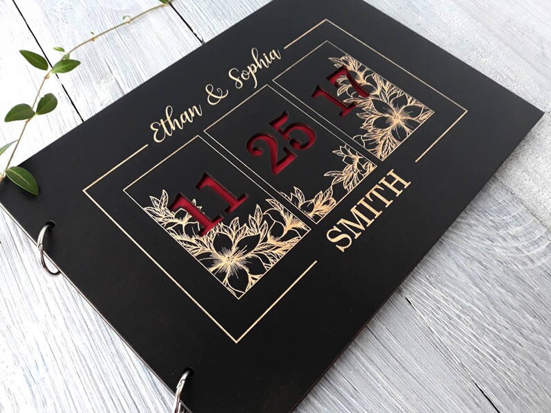 Wedding day guest book Wedding date guestbook Modern