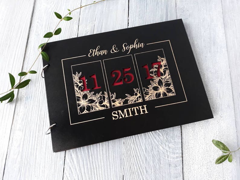 Wedding day guest book Wedding date guestbook Modern