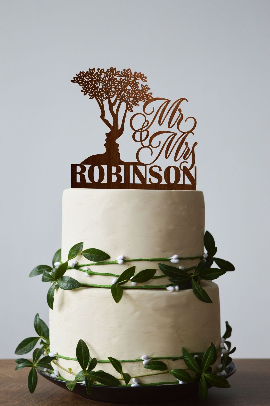 Tree wedding cake topper Custom mr & mrs cake topper Etsy