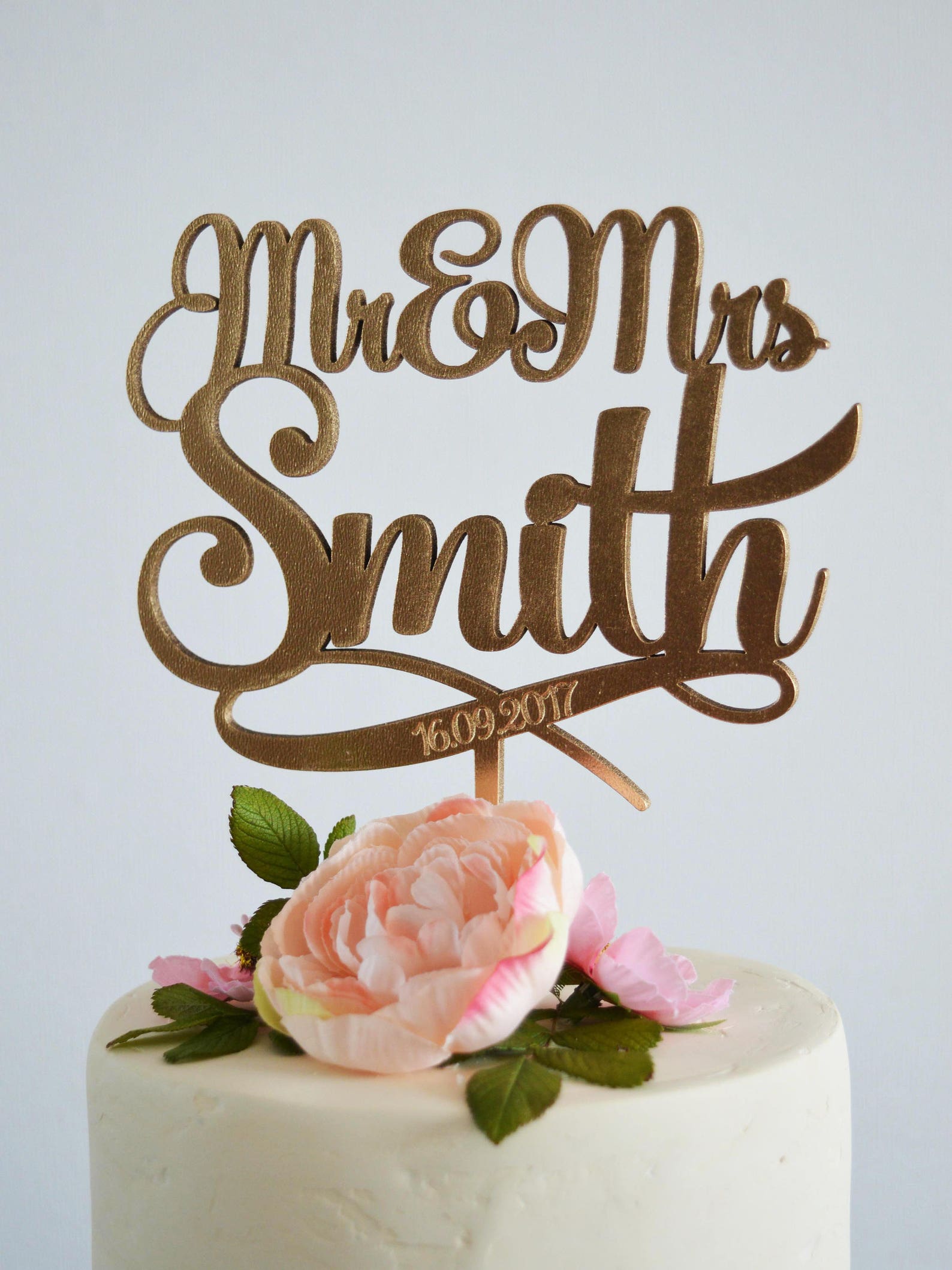 Cake Topper Wedding Mr And Mrs Cake Topper Gold Mr And Mrs Etsy