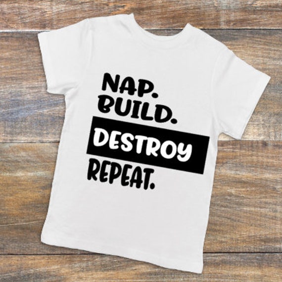 Nap Build Destroy Repeat Short Sleeve Charcoal Grey | Etsy