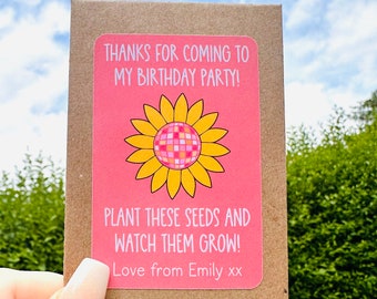 Personalised Birthday Seed Packet, Seed Favours, Party Favour, Sunflower Seeds, SEEDS INCLUDED, Birthday Thank You, Plastic Free Party