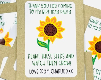 Personalised Birthday Seed Packet, Seed Favours, Party Favour, Sunflower Seeds, SEEDS INCLUDED, Birthday Thank You, Plastic Free Party