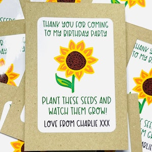 Personalised Birthday Seed Packet, Seed Favours, Party Favour, Sunflower Seeds, SEEDS INCLUDED, Birthday Thank You, Plastic Free Party