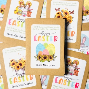 Easter Gift, gifts for class, Personalised school gifts from teachers, End of term gift, seed packets, grow your own Sunflower, Eco gift