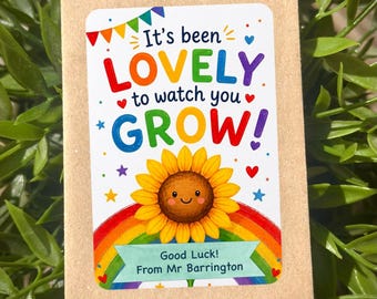 End of term gift, gifts for class, Personalised school gifts from teachers, leaving party, seed packets, grow your own Sunflower, Eco gift