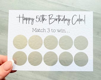 50th Birthday Gift, Personalised Scratch Card Reveal, Custom Surprise Gift, Match 3 Game, Unique Gift