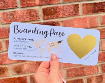 Personalised Boarding Pass Scratch to Reveal Gift | Surprise Trip Reveal Ticket | Holiday Reveal Gift | Birthday Travel Surprise
