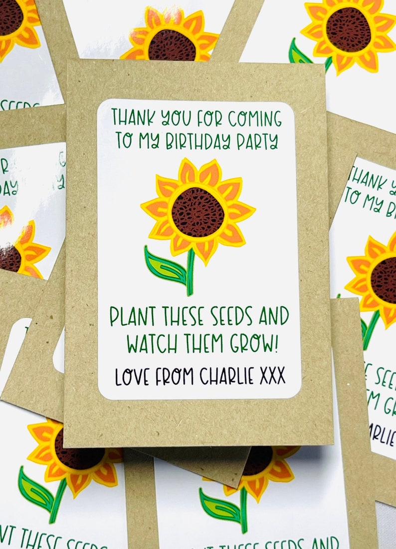 Personalised Birthday Seed Packet, Seed Favours, Party Favour, Sunflower Seeds, SEEDS INCLUDED, Birthday Thank You, Plastic Free Party 画像 1