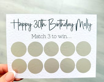 30th Birthday Gift, Personalised Scratch Card Reveal, Custom Surprise Gift, Match 3 Game, Unique Present Idea