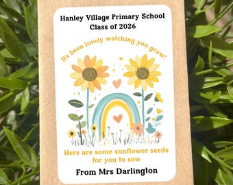 Class of 2026 Leavers Gift | Personalised Sunflower Seed Packets | Whole Class School Favour