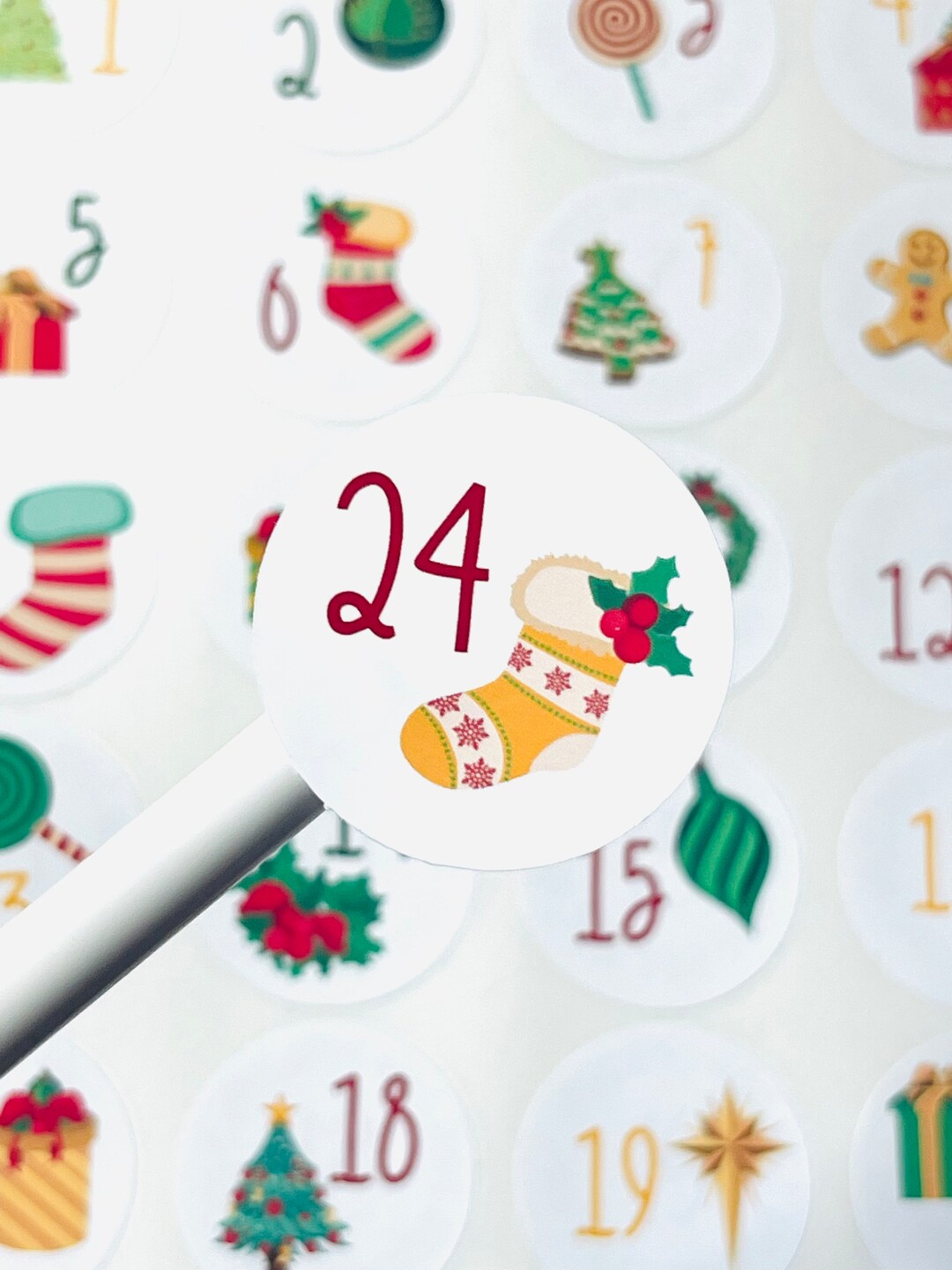 Advent Stickers, Advent Labels, Christmas Advent Stickers, Labels X24