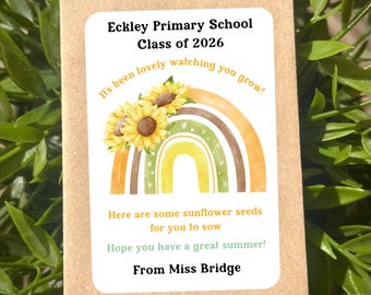 Personalised Sunflower Seed Packets, End of Term Class Gift, Eco Friendly Favour