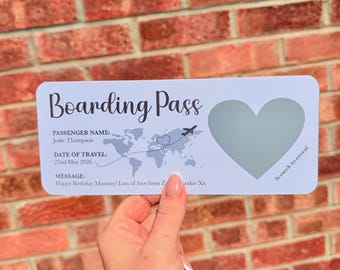 Personalised Boarding Pass Scratch to Reveal Gift | Surprise Trip Reveal Ticket | Holiday Reveal Gift | Birthday Travel Surprise