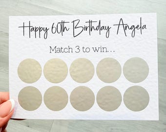 60th Birthday Gift, Personalised Scratch Card Reveal, Custom Surprise Gift, Match 3 Game, Unique Gift