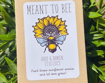 Personalized Sunflower Seed Wedding Favors: Bee Theme Seed Packets