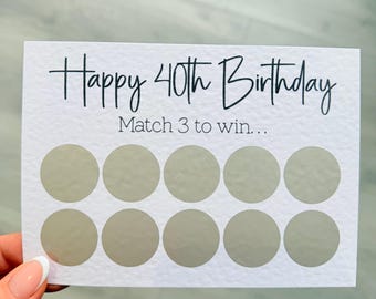 40th Birthday Gift, Personalised Scratch Card Reveal, Custom Surprise Gift, Match 3 Game, Unique Gift