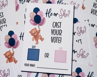 Baby Shower Gender Prediction Cards, New Mum To Be Gift, Gift for Mum to be, Gender Reveal Party Games Favours Keepsake, Cast Your Vote