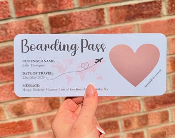 Personalised Boarding Pass Scratch to Reveal Gift | Surprise Trip Reveal Ticket | Holiday Reveal Gift | Birthday Travel Surprise