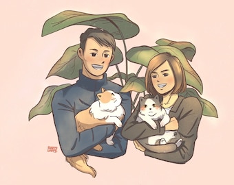 Cute Custom Digital Pet Illustration - Personalized Digital Pet Illustration - Pet Portrait for Birthday Anniversary