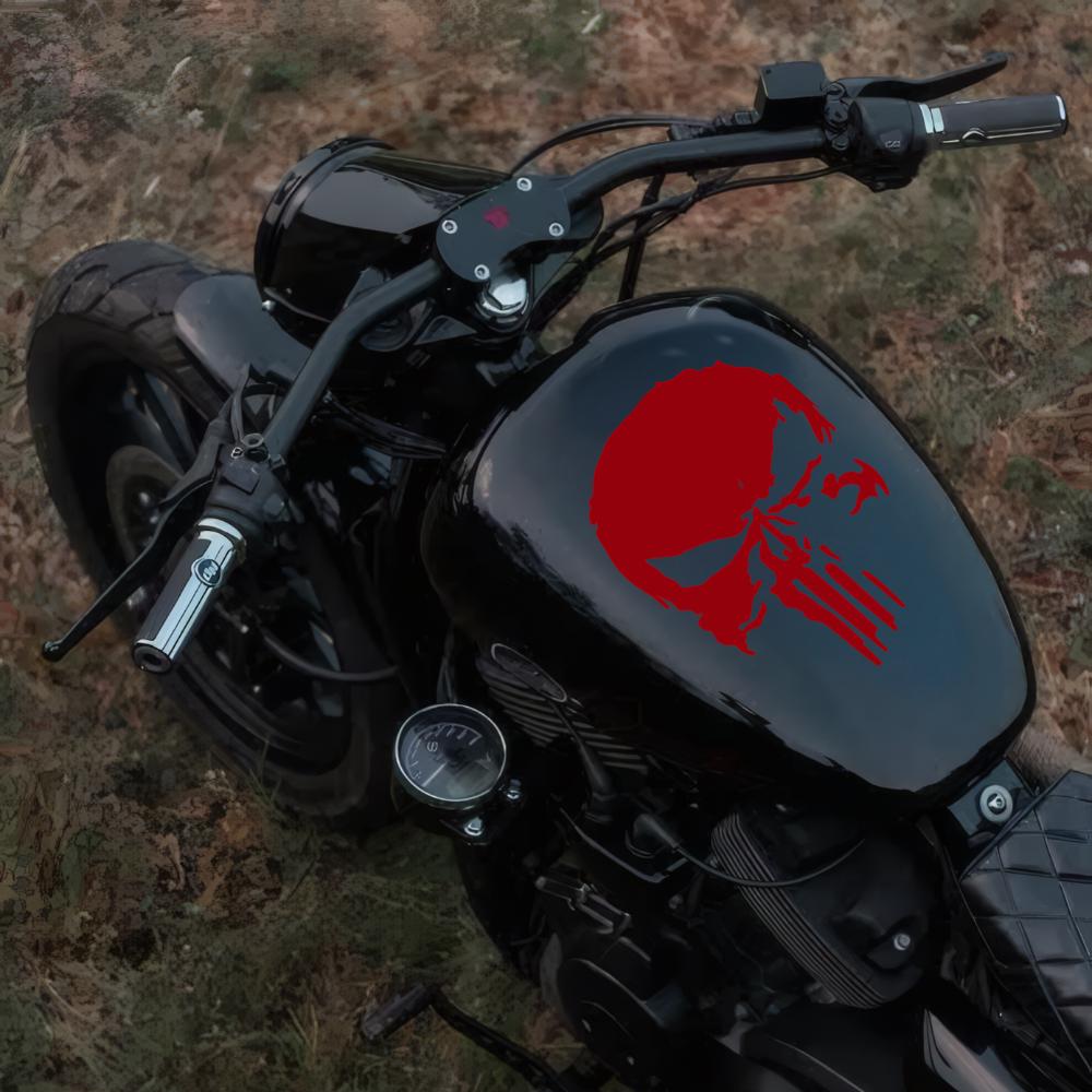 Punisher Skull Decal Stickers - Black & Red - Set Of 2 - 100x70mm - Perfect For Car, Bike, Van Bumpers