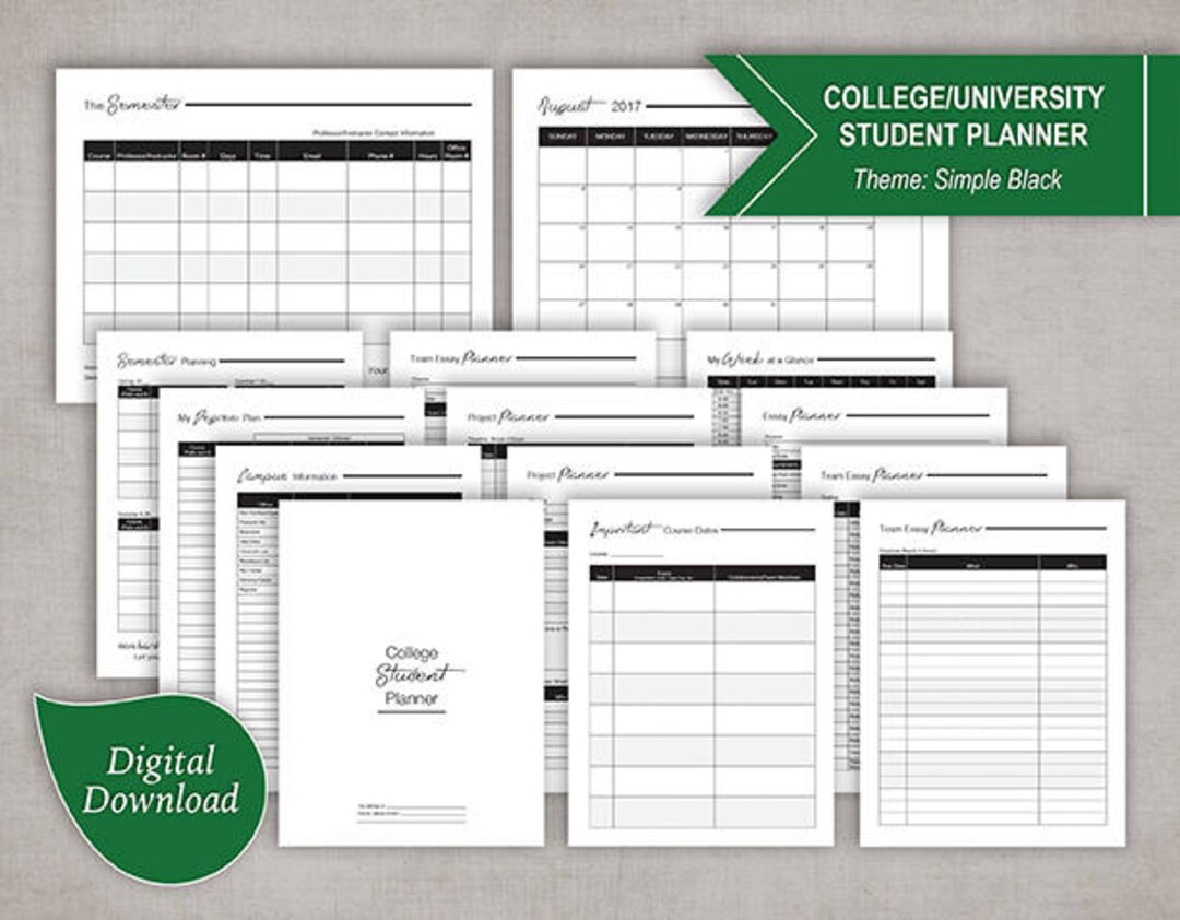 College-university Student Planner Pack Printable PDF - Etsy