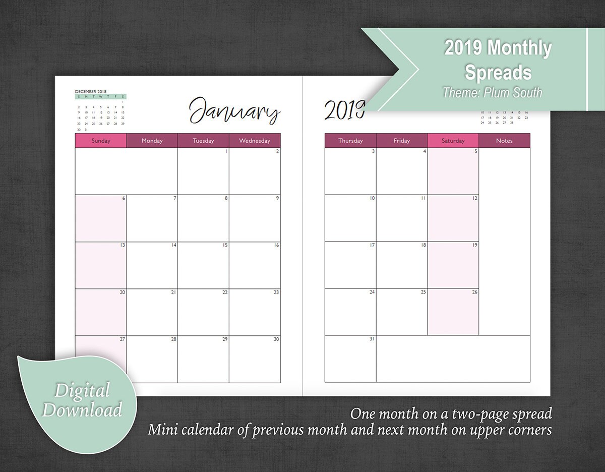 full spread 2019 monthly