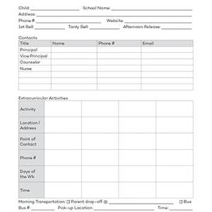 Child School Daycare Sitter Information and Party Planner PDF Printable image 2