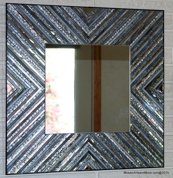 Silver Strands Stained Glass Mosaic Mirror