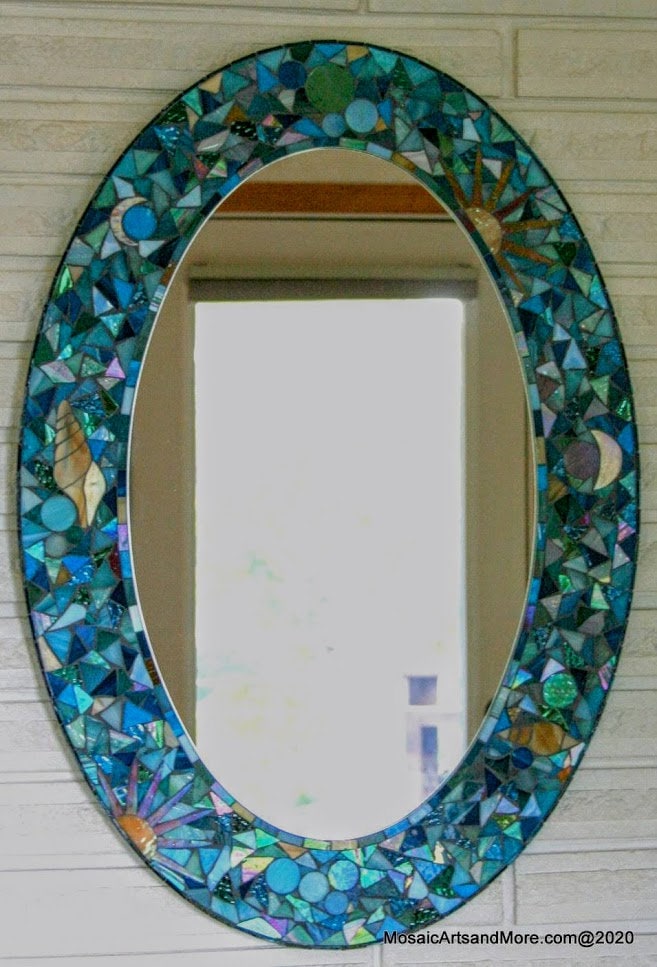 Oval Seaside 2 Mosaic Mirror, Blue Mosaic Mirror Pier One