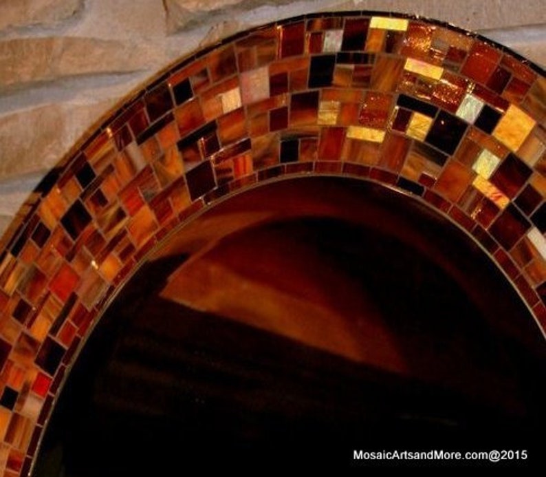 Shades of Brown Stained Glass Mosaic Mirror Etsy