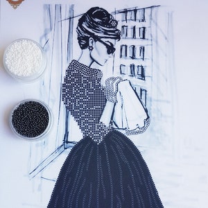 French Woman Bead embroidery kit People beaded cross stitch Needlepoint Tapestry Handcraft kit Paris Charm