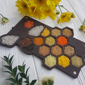 Beads Organizer Bee, Wooden Diamond embroidery painting accessories storage box, Wooden Tray Storage Divider Box Needlework bead holder