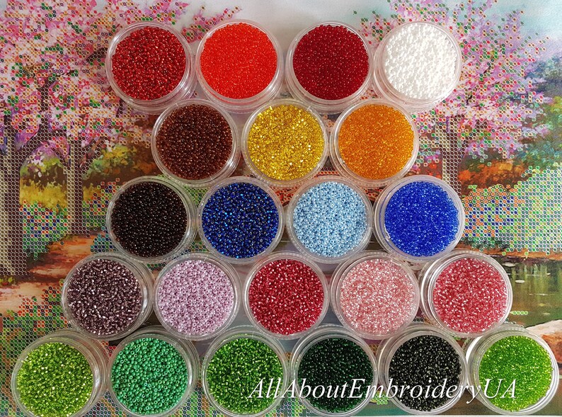 Japanese Garden Bead embrpodery kit Spring Landscape Needlepoint Handcraft Tapestry kits DIY wall decor Beaded picture cross stitch bordado