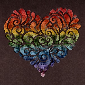 AllAboutEmbroideryUA Bead Embroidery kit Rainbow Heart DA-3127 Beaded Cross Stitch Beadart