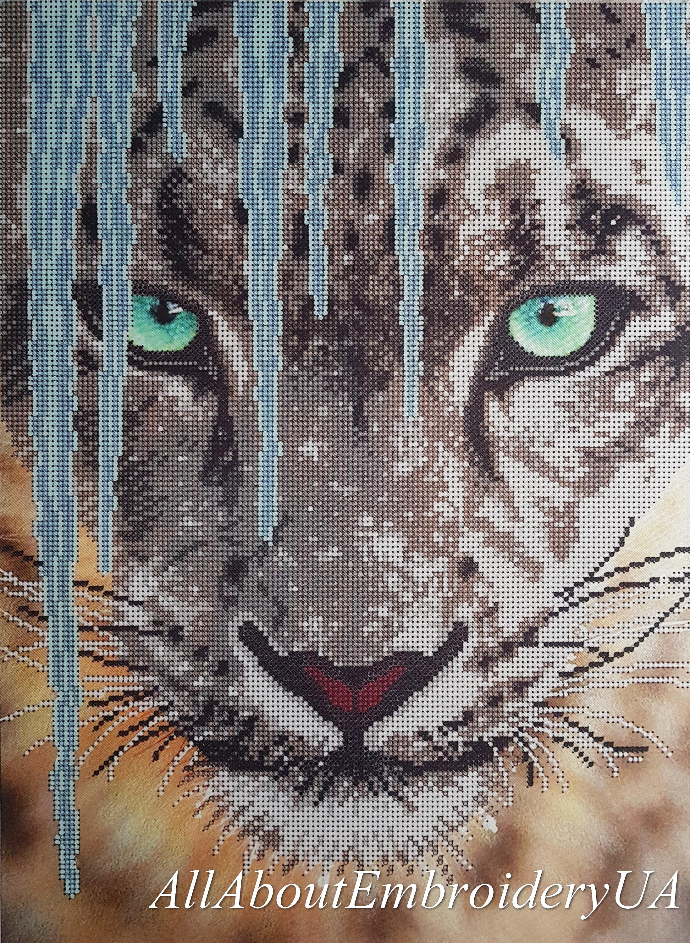 Snow Leopard Bead Embroidery Needlepoint Kit Woodlands Animal Etsy