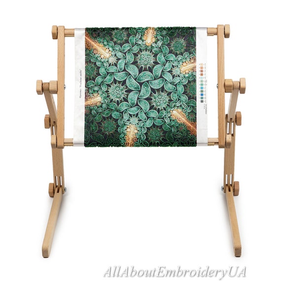 AllAboutEmbroideryUA Needlework Table and Lap Hands-Free Stand with Adjustable Frame Made of Organic Beech Wood Tapestry Cross Stitch Embroidery Frame
