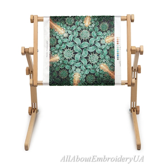 AllAboutEmbroideryUA Needlework Table and Lap Hands-Free Stand with Adjustable Frame Made of Organic Beech Wood Tapestry Cross Stitch Embroidery Frame